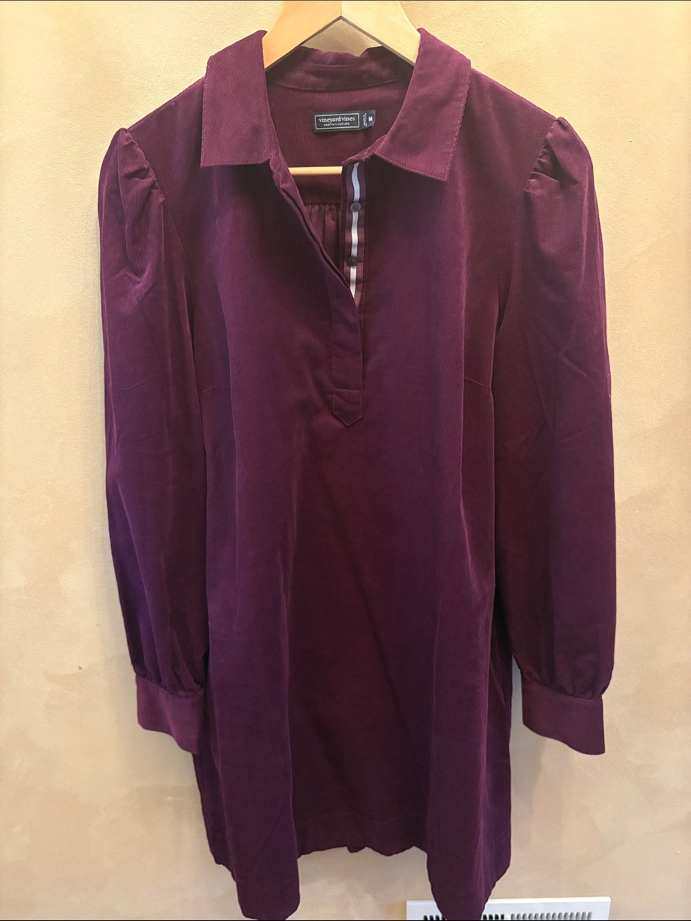 Vineyard Vines Plum Velvet Shirt Dress